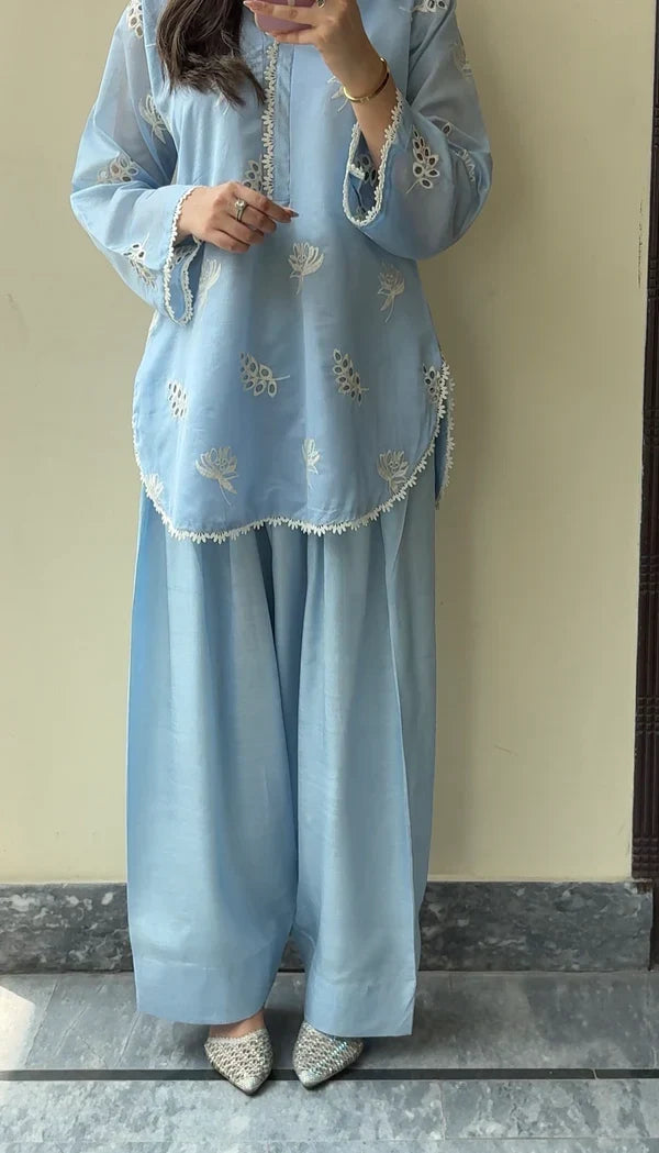Soft Chikankari cotton 3-piece by NAAZPOSH