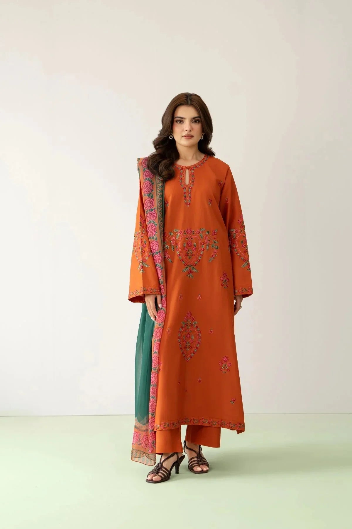 Zimal embroidered dhanak 3-piece by NAAZPOSH