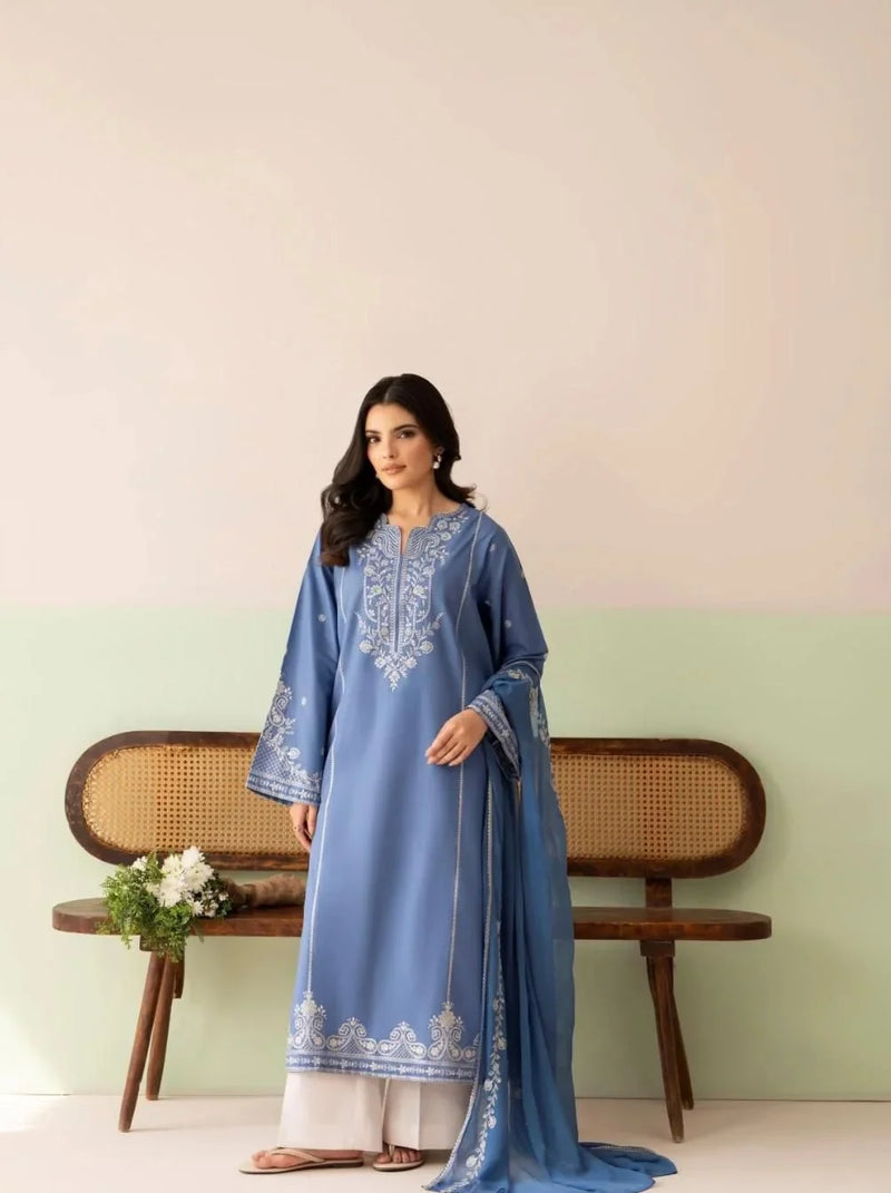 Nayab | Embroidered Dhanak 3-Piece