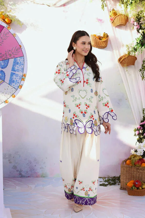 Floral White lawn stitched suit by NAAZPOSH