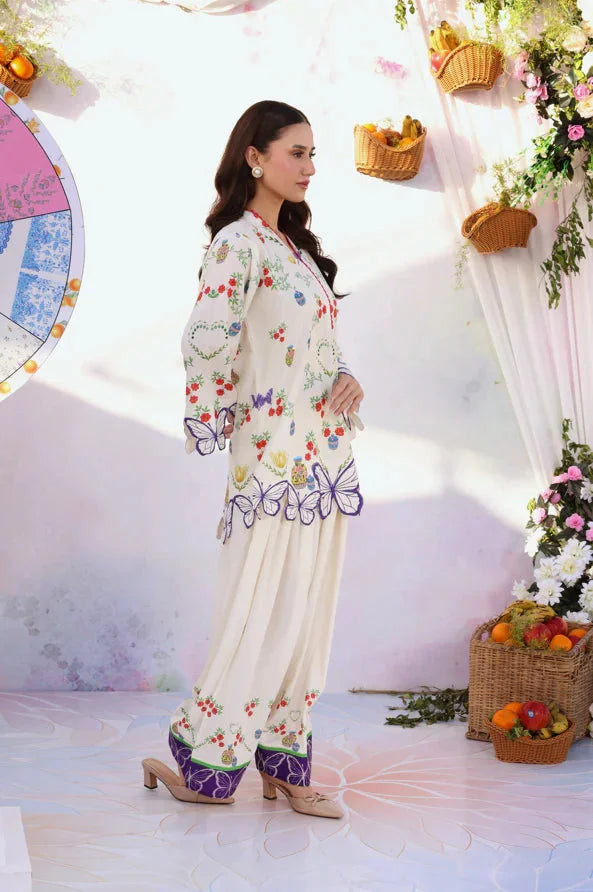 Floral White lawn stitched suit by NAAZPOSH