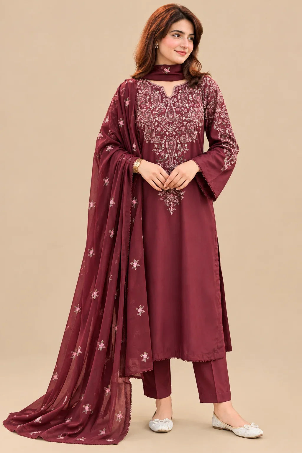 Samra dhanak 3-piece by NAAZPOSH
