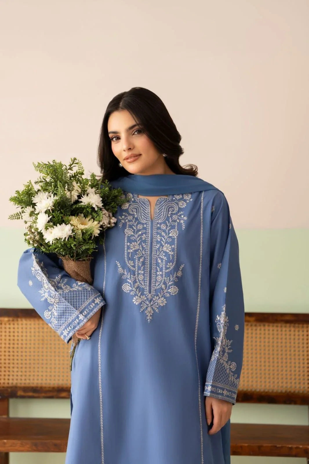 Nayab embroidered dhanak 3-piece by NAAZPOSH