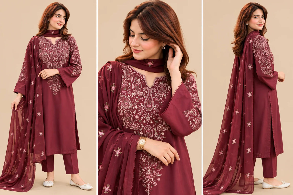 Samra dhanak 3-piece by NAAZPOSH