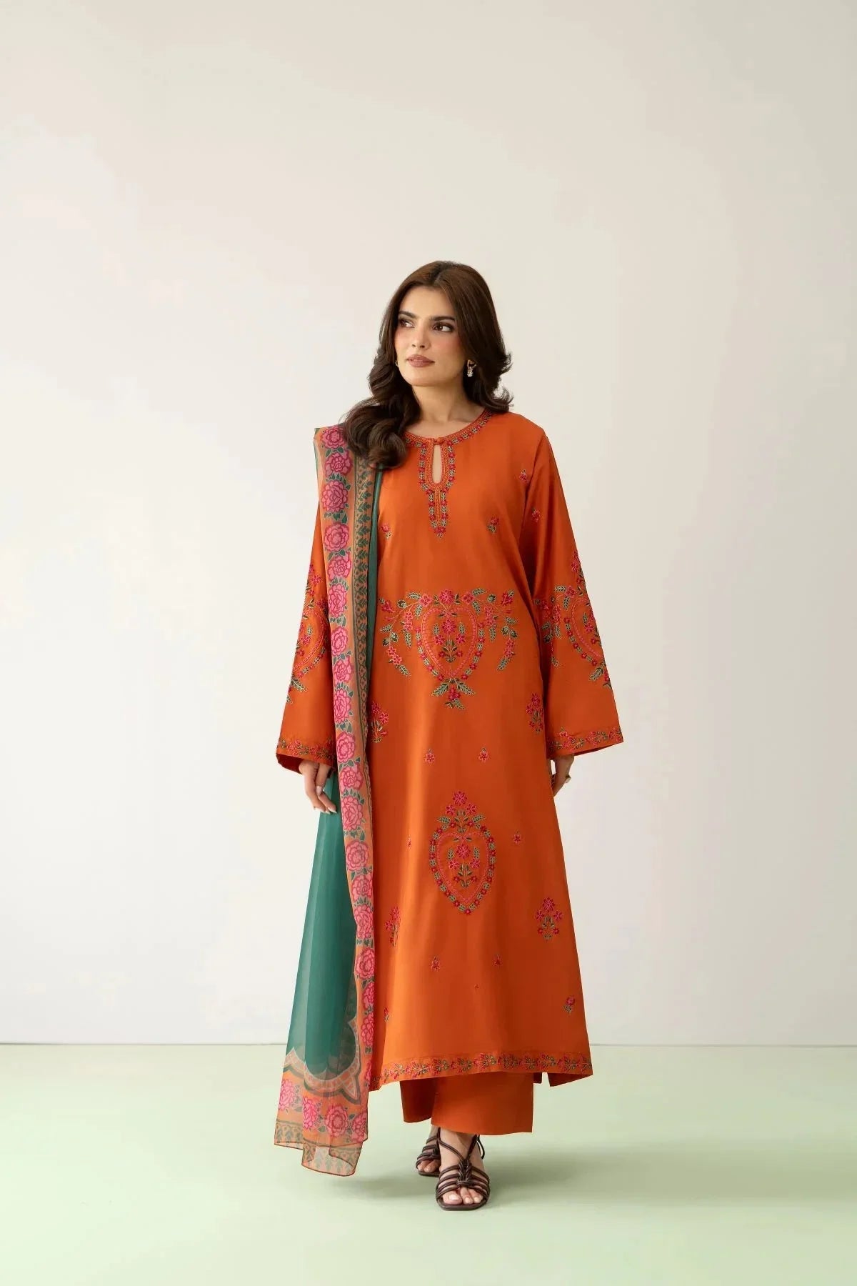 Zimal embroidered dhanak 3-piece by NAAZPOSH