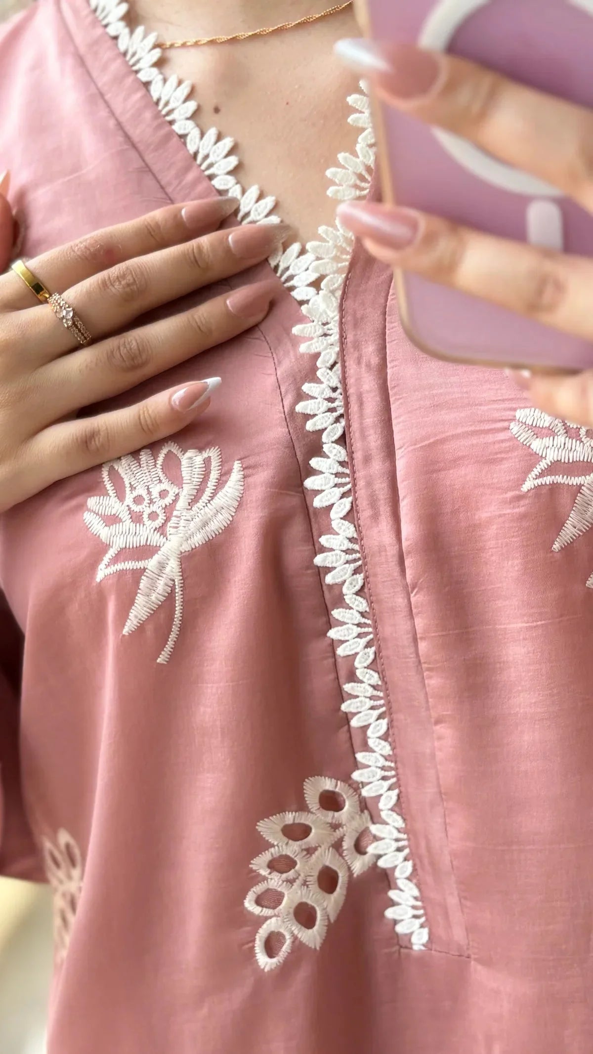 Pink Chikankari cotton stitched suit by NAAZPOSH
