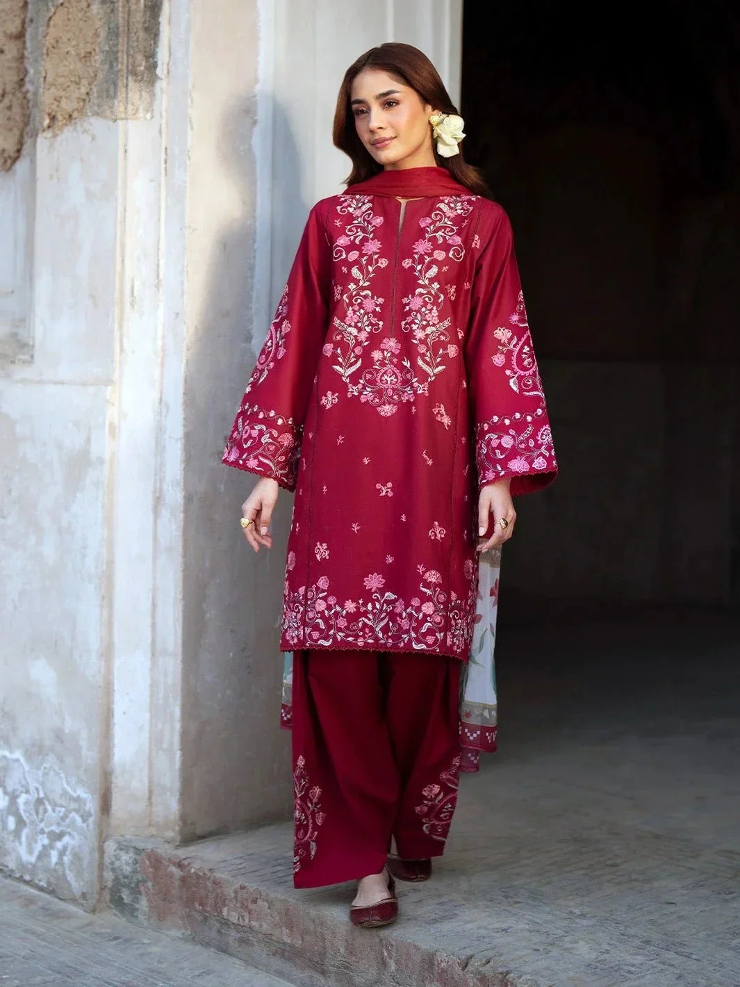 Rang Mehal embroidered cotton 3-piece by NAAZPOSH