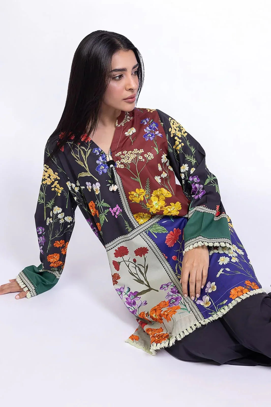 Bloom printed silk stitched suit by NAAZPOSH