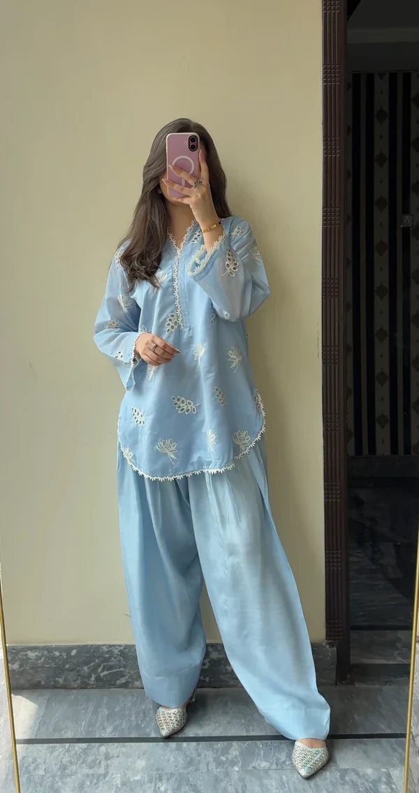 Soft Chikankari cotton 3-piece by NAAZPOSH