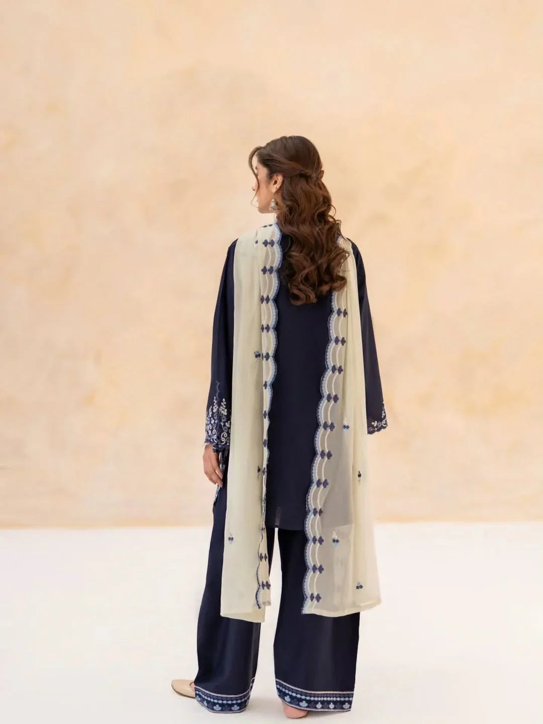 Fani Blue embroidered cotton 3-piece by NAAZPOSH