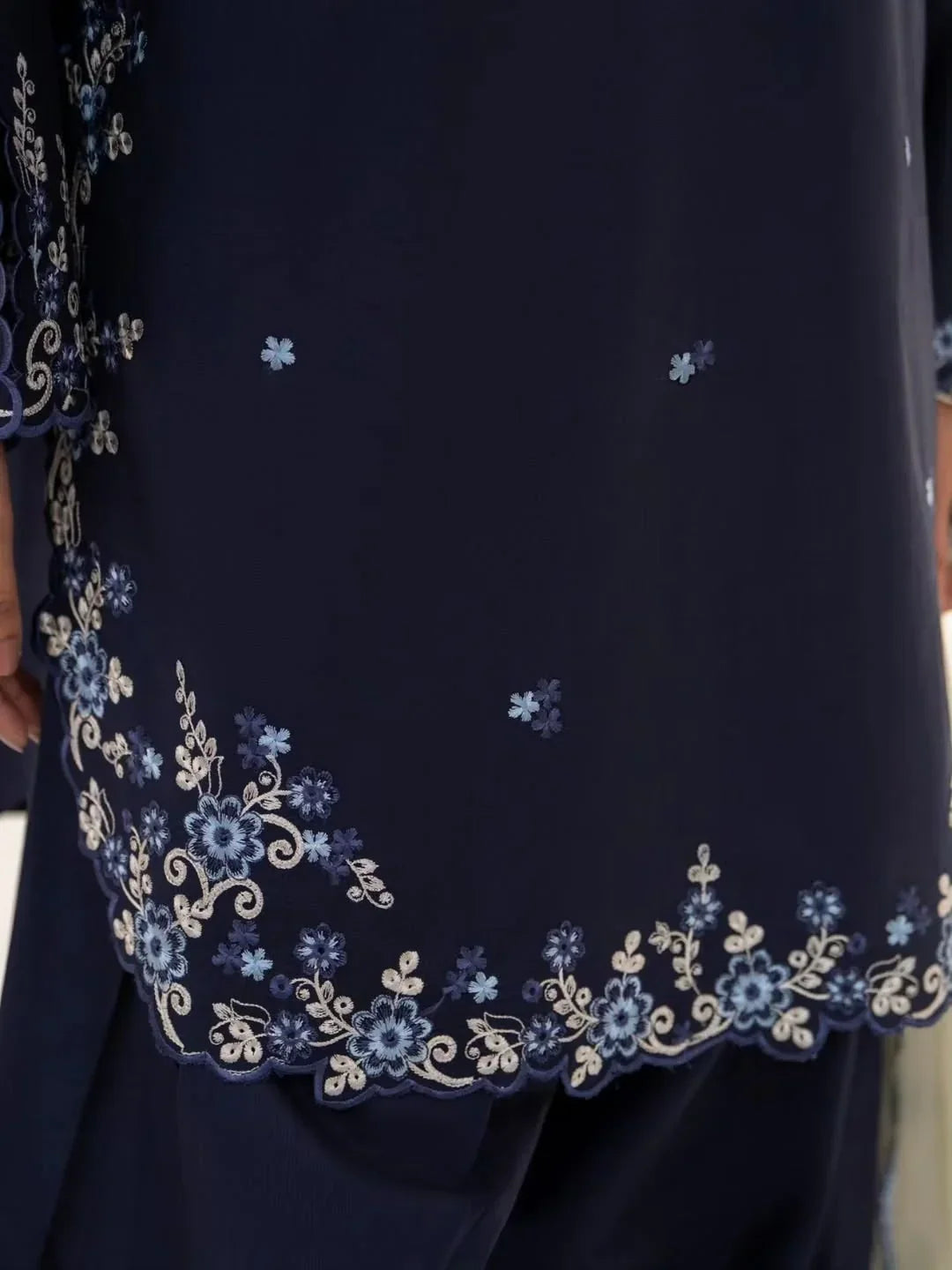 Fani Blue embroidered cotton 3-piece by NAAZPOSH