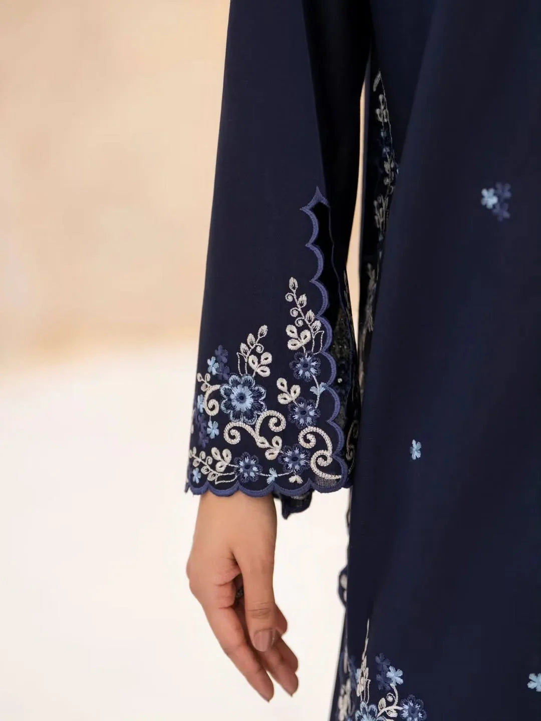Fani Blue embroidered cotton 3-piece by NAAZPOSH