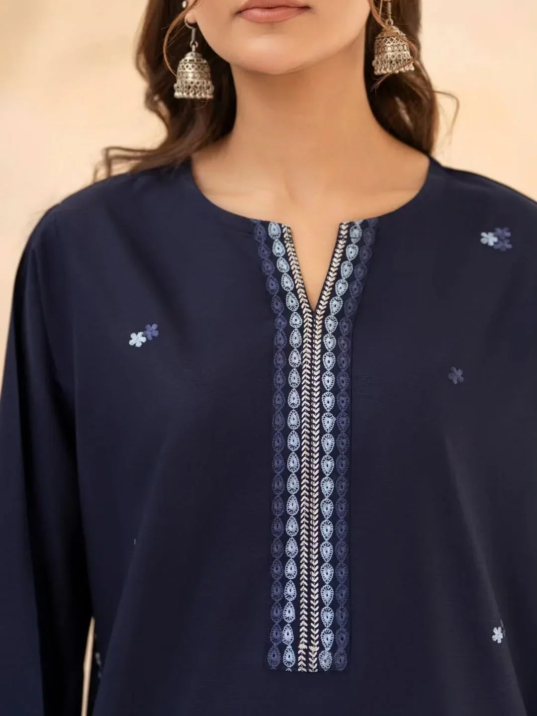 Fani Blue embroidered cotton 3-piece by NAAZPOSH