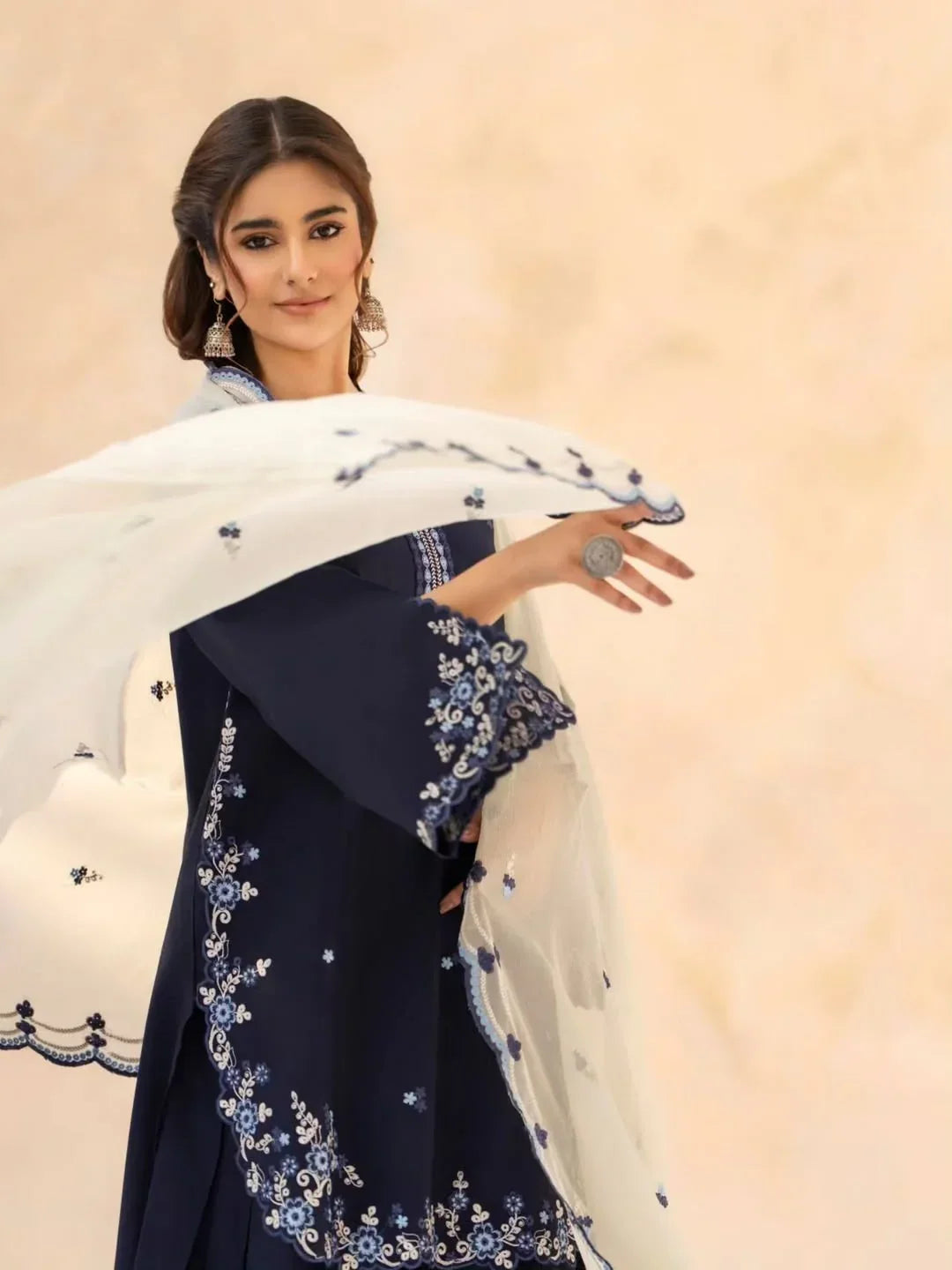 Fani Blue embroidered cotton 3-piece by NAAZPOSH