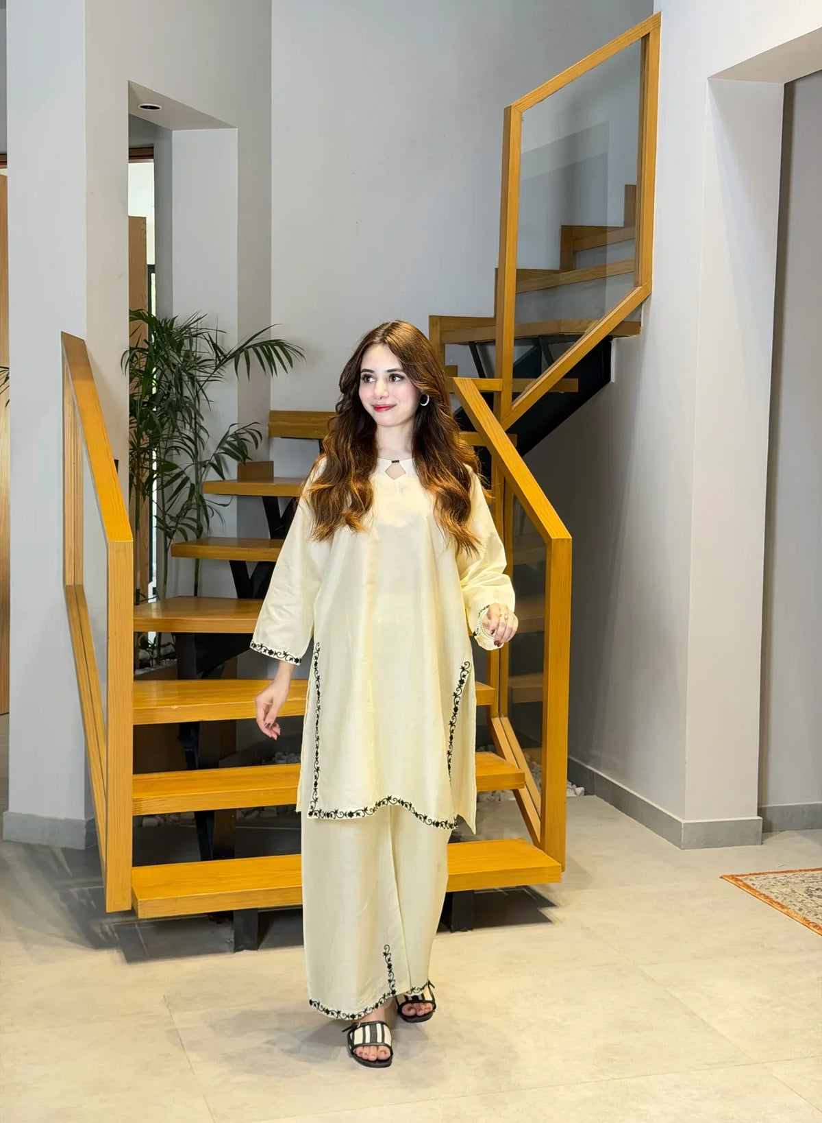 Zarka embroidered cotton stitched suit by NAAZPOSH