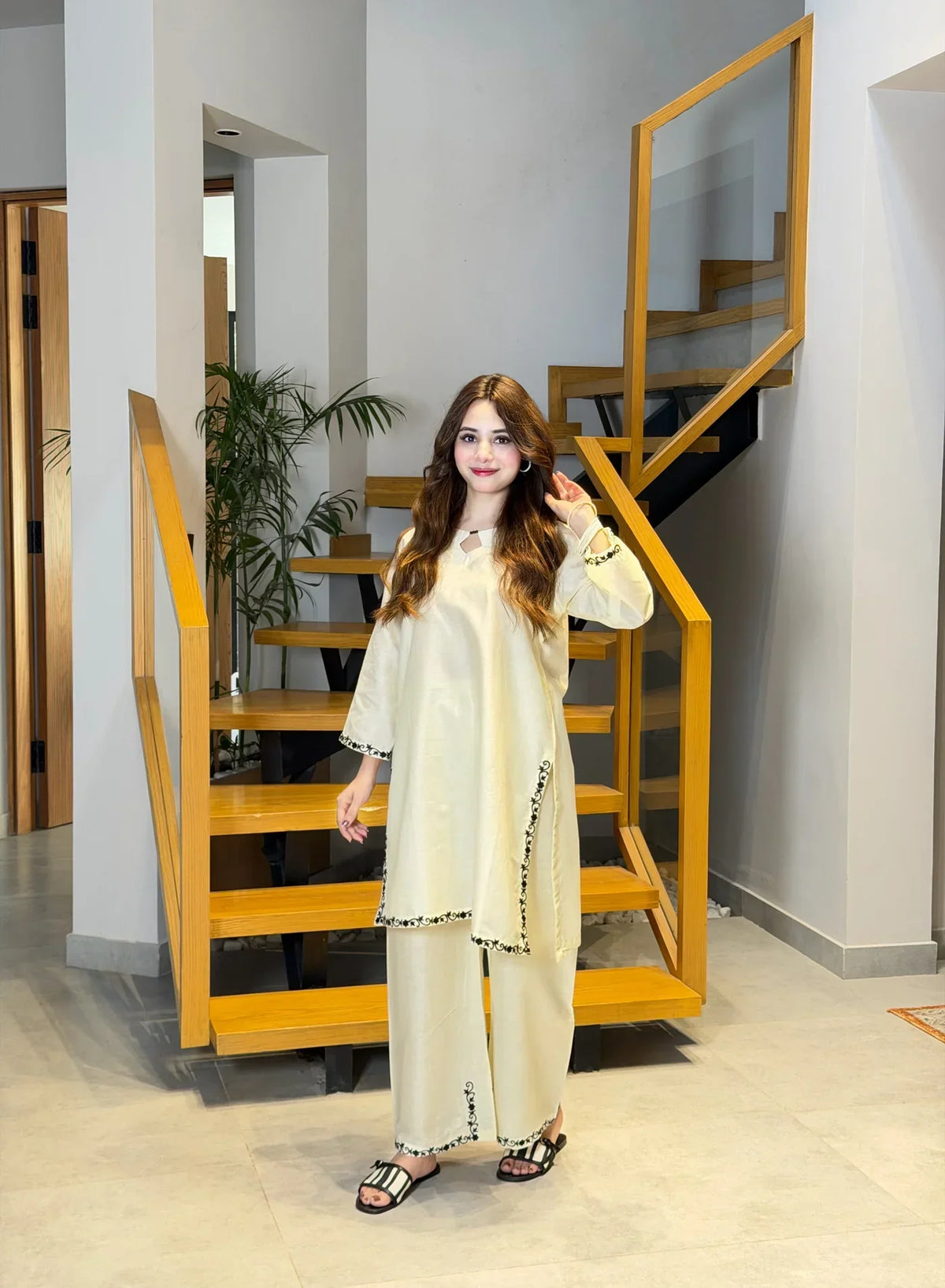 Zarka embroidered cotton stitched suit by NAAZPOSH