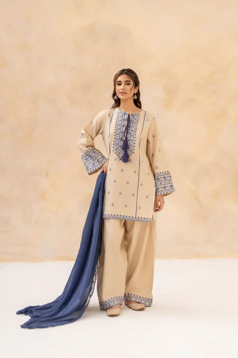 Ghazal | Embroidered Cotton 3-Piece