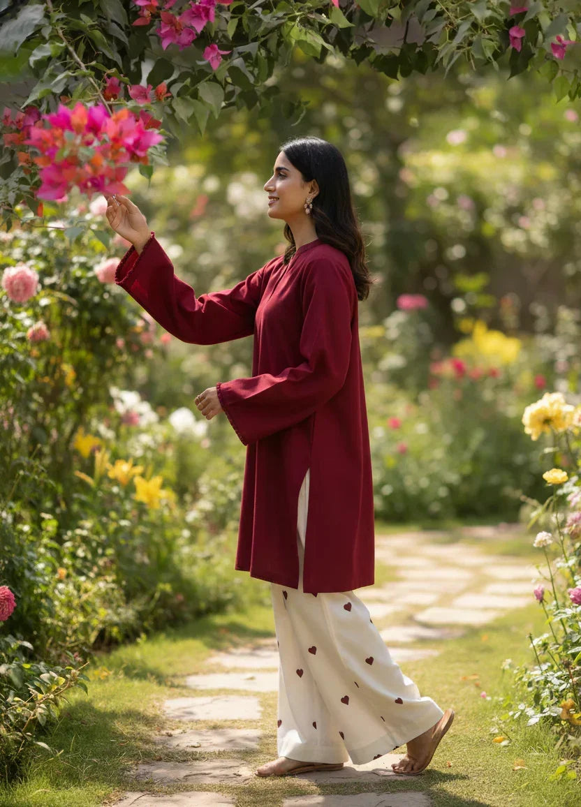 Crimson Heart linen 2-piece by NAAZPOSH