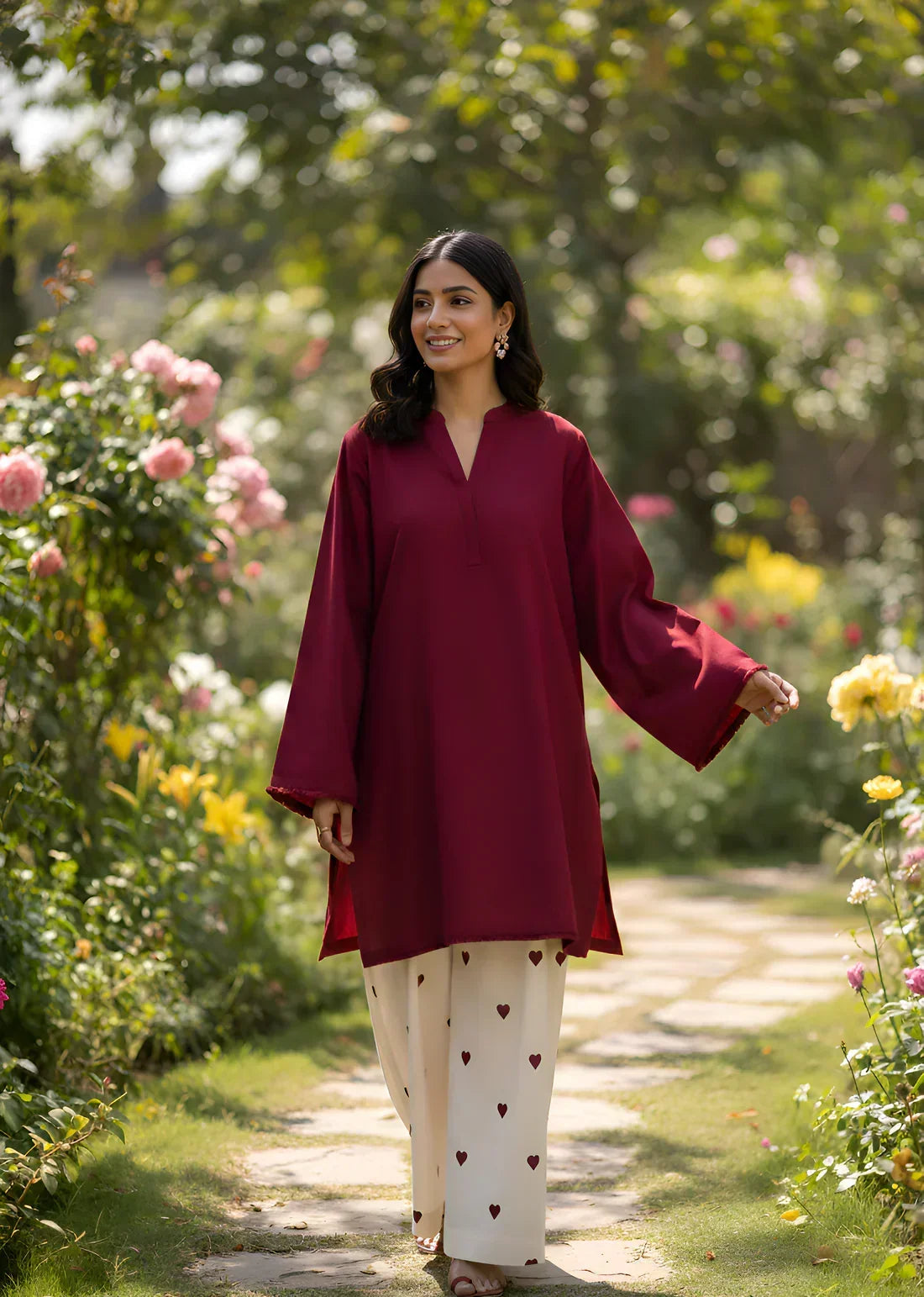 Crimson Heart linen 2-piece by NAAZPOSH