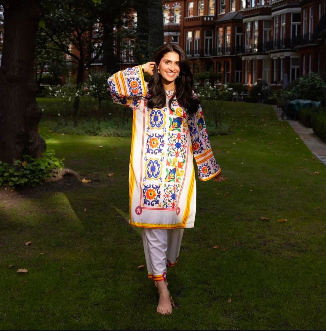 Aiza printed silk 2-piece by NAAZPOSH