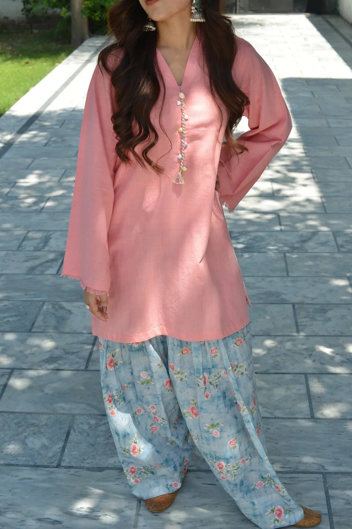 Pink Bloom printed cotton 2-piece by NAAZPOSH