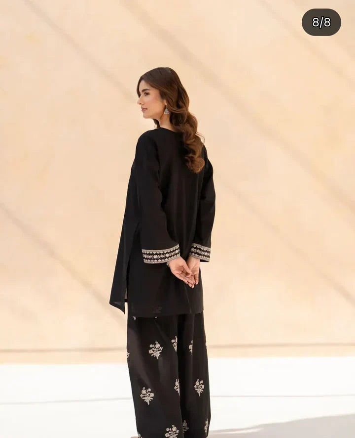 Black Bistro printed cotton stitched suit by NAAZPOSH