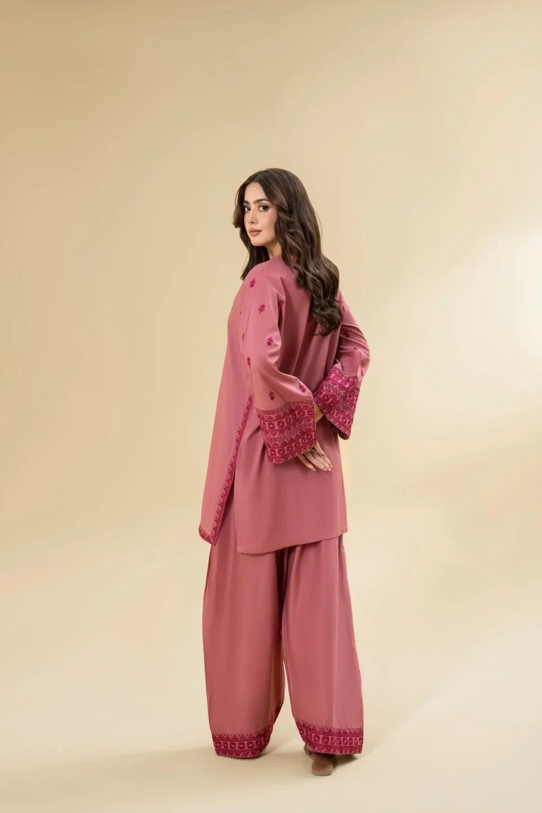 Blush Pink embroidered cotton 2-piece by NAAZPOSH