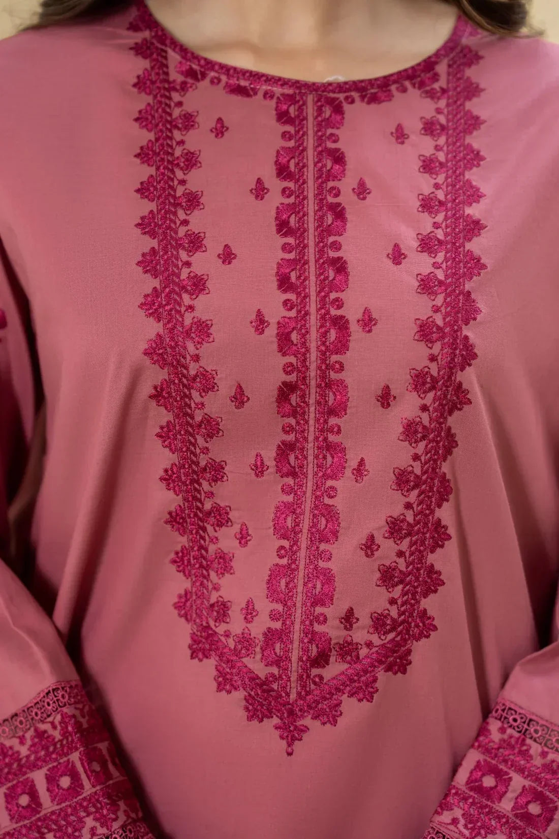 Blush Pink embroidered cotton 2-piece by NAAZPOSH