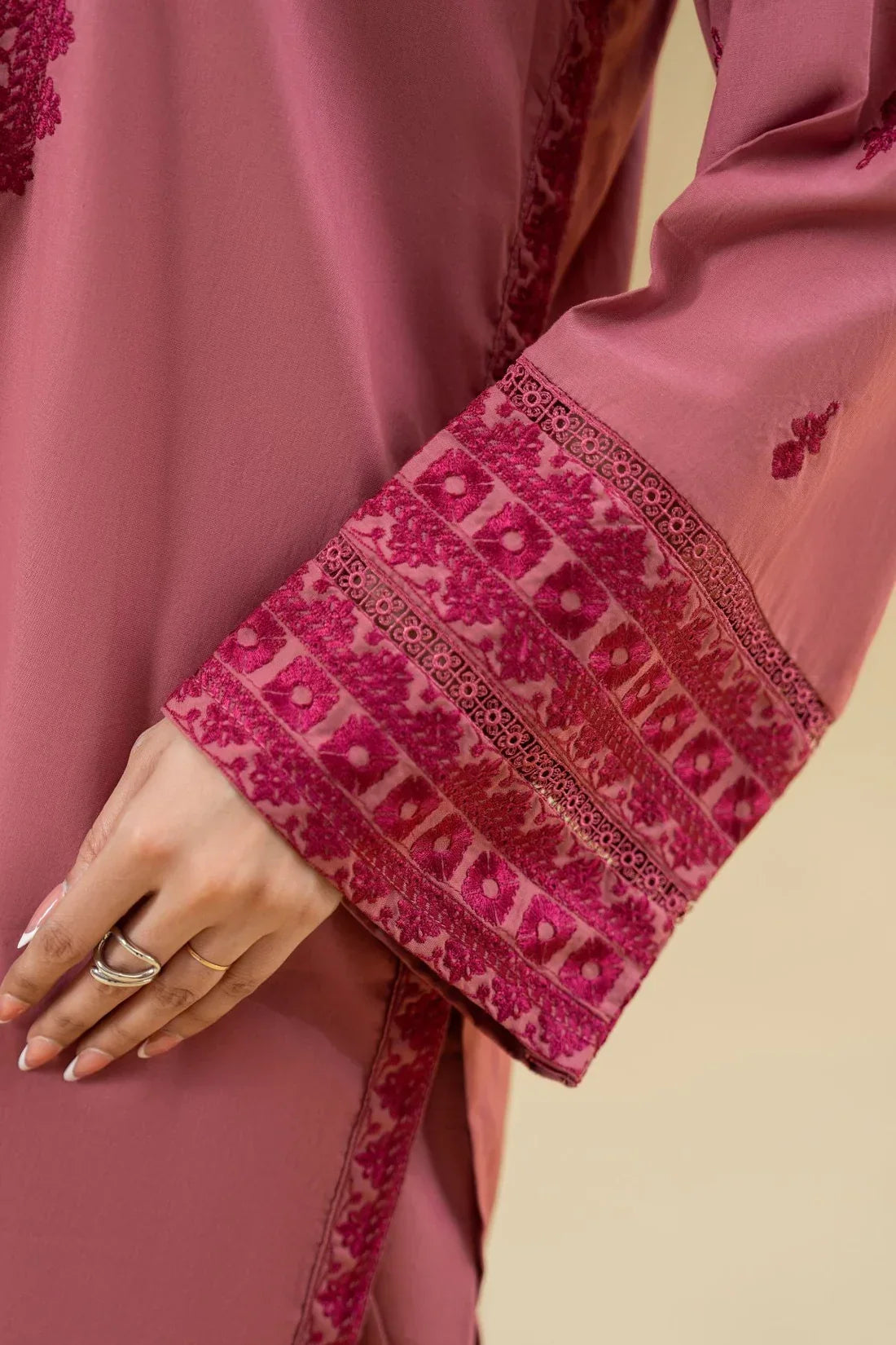 Blush Pink embroidered cotton 2-piece by NAAZPOSH