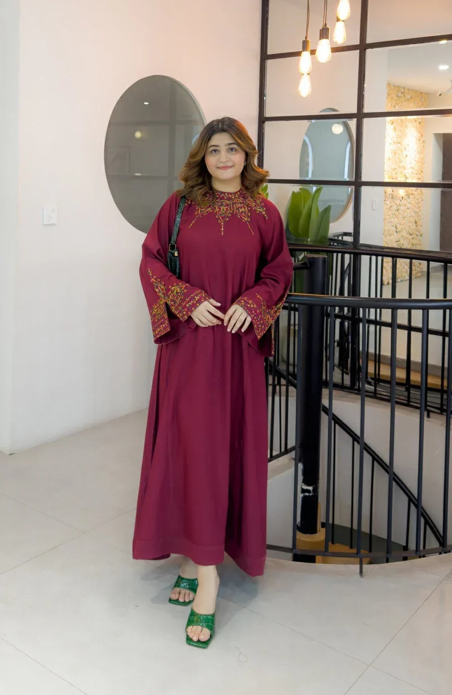 Ruby Royal Maroon embroidered cotton 2-piece by NAAZPOSH