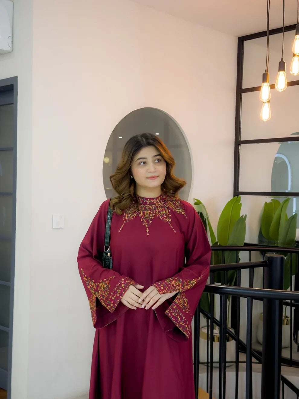 Ruby Royal Maroon embroidered cotton 2-piece by NAAZPOSH