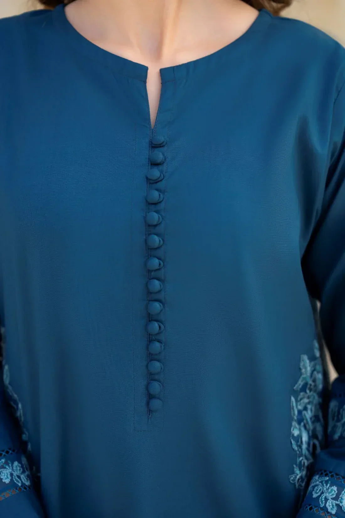 Chic Pocket embroidered linen 2-piece by NAAZPOSH