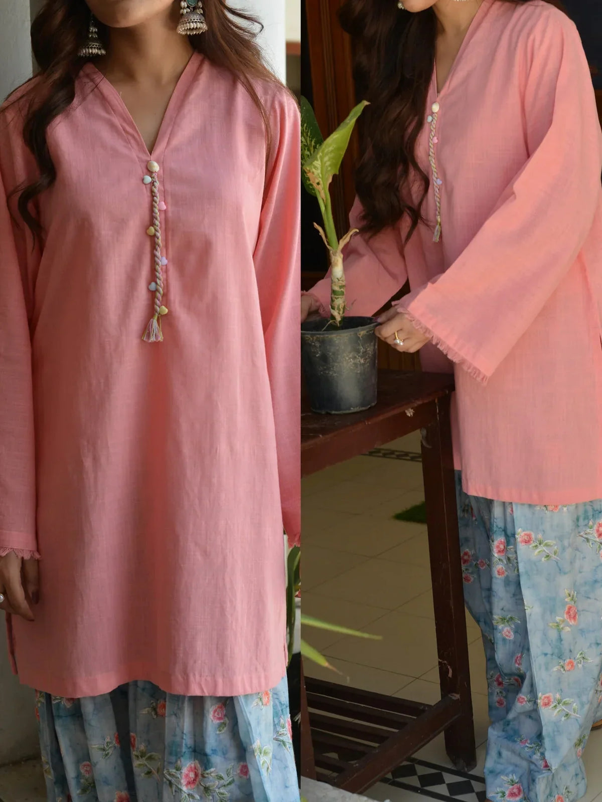 Pink Bloom printed cotton 2-piece by NAAZPOSH