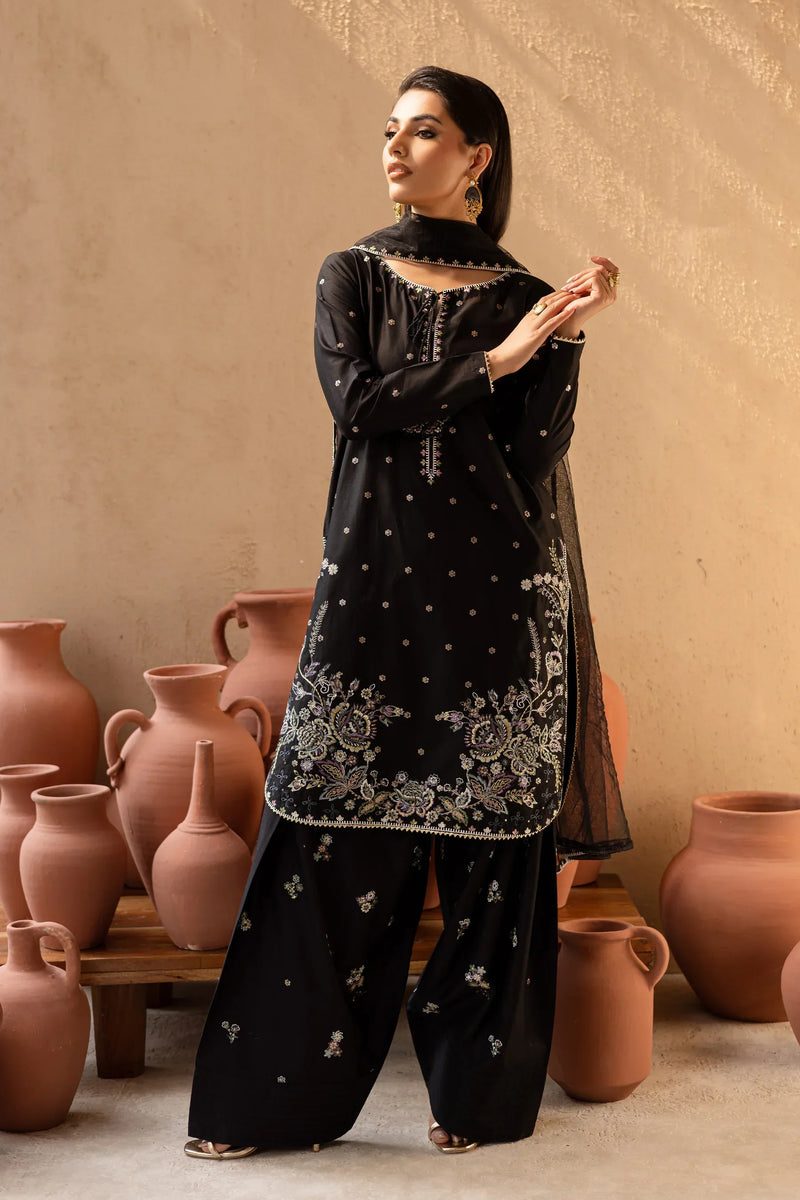 Namal Black | Embroidered Cotton 3-Piece