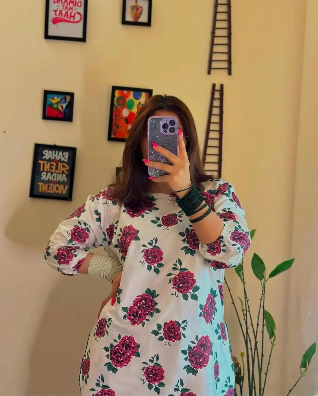 Gulab printed linen 2-piece by NAAZPOSH
