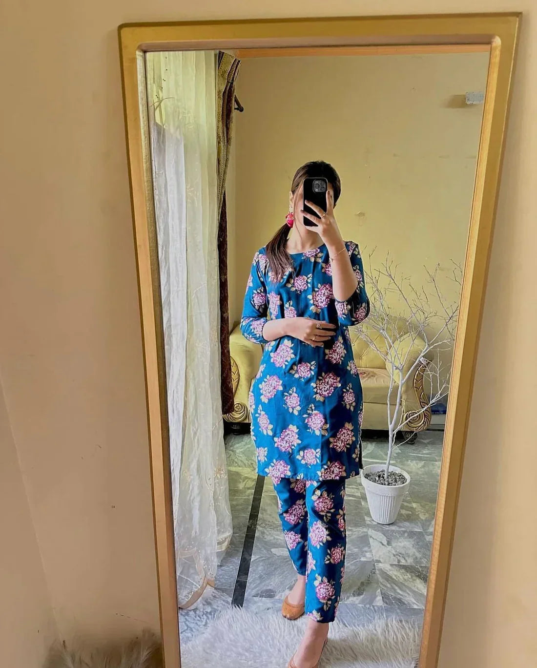 Gulab printed linen 2-piece by NAAZPOSH