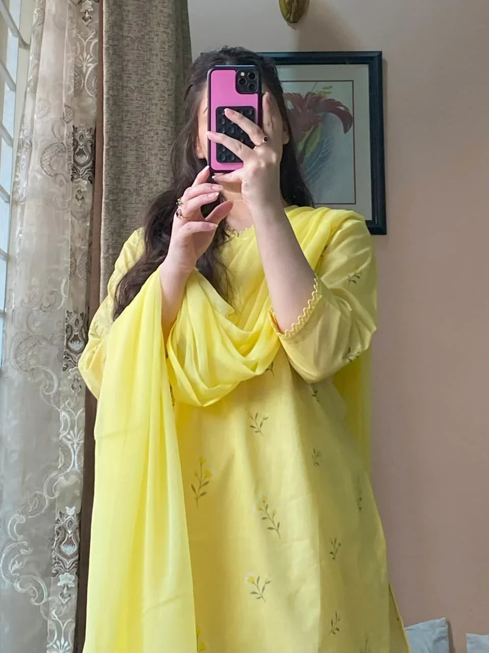 Lime printed cotton 3-piece by NAAZPOSH