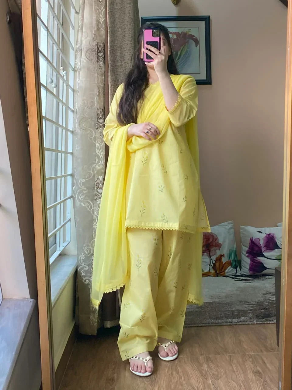 Lime printed cotton 3-piece by NAAZPOSH