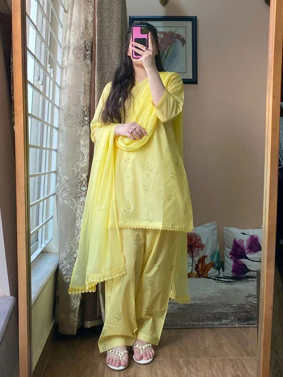 Lime printed cotton 3-piece by NAAZPOSH