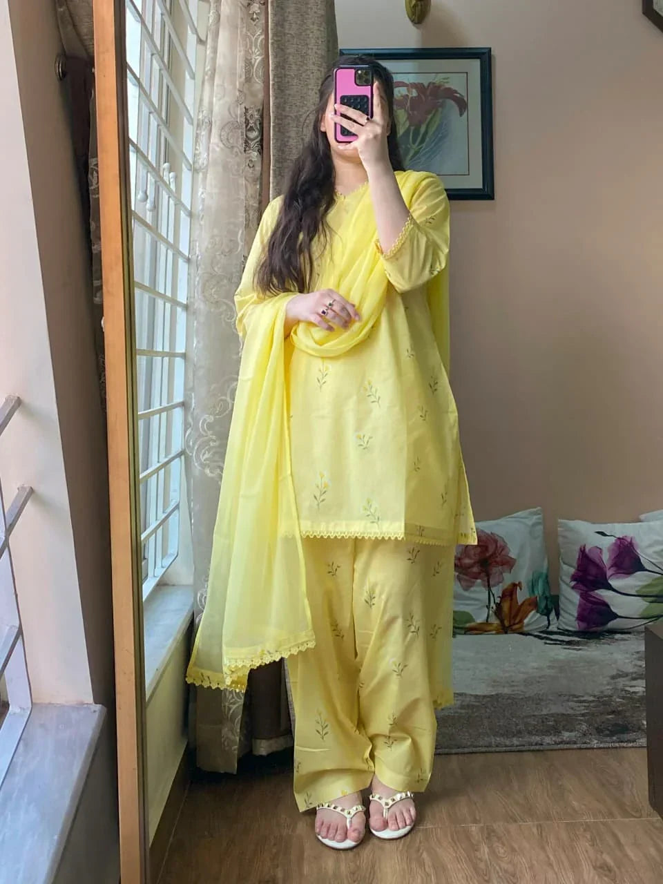 Lime printed cotton 3-piece by NAAZPOSH