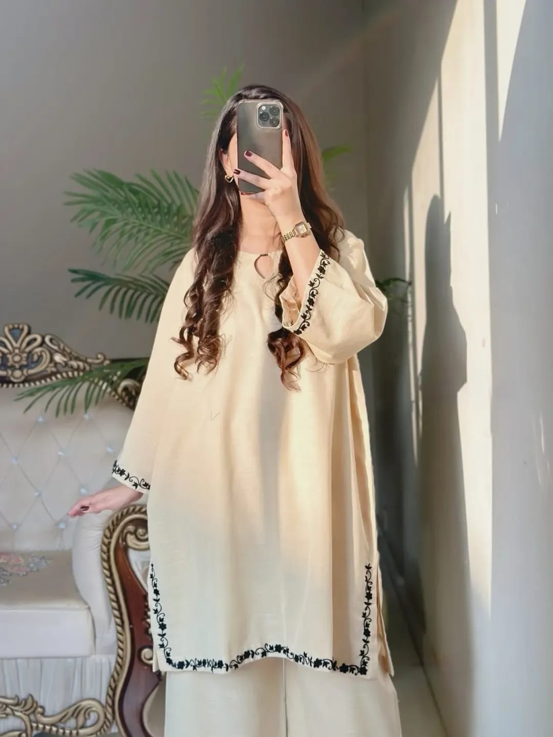 Zarka embroidered cotton stitched suit by NAAZPOSH