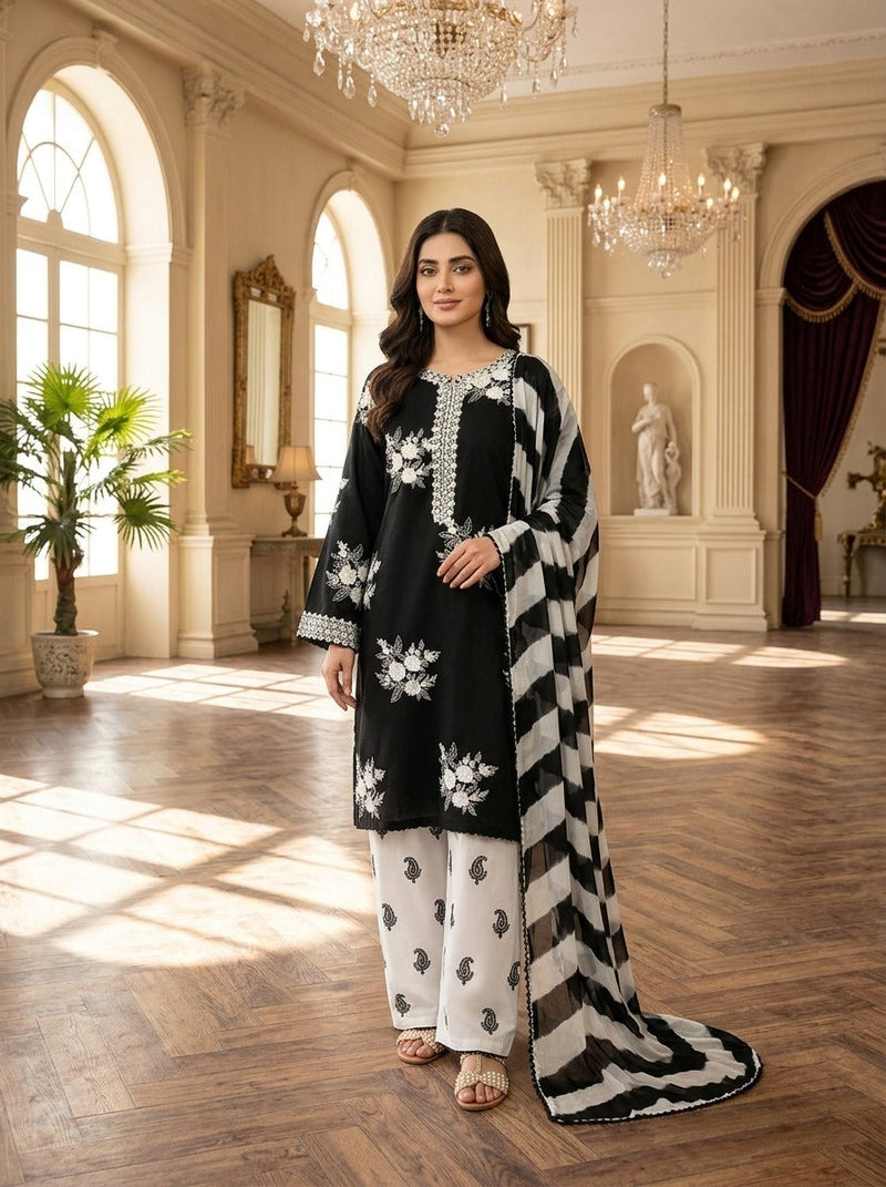 Black Pearl | Embroidered Lawn 3-Piece