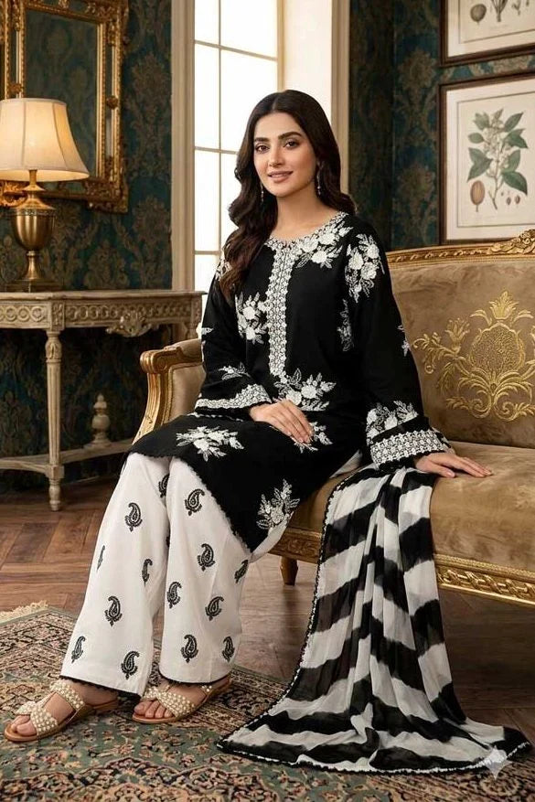 Black Pearl embroidered lawn 3-piece by NAAZPOSH