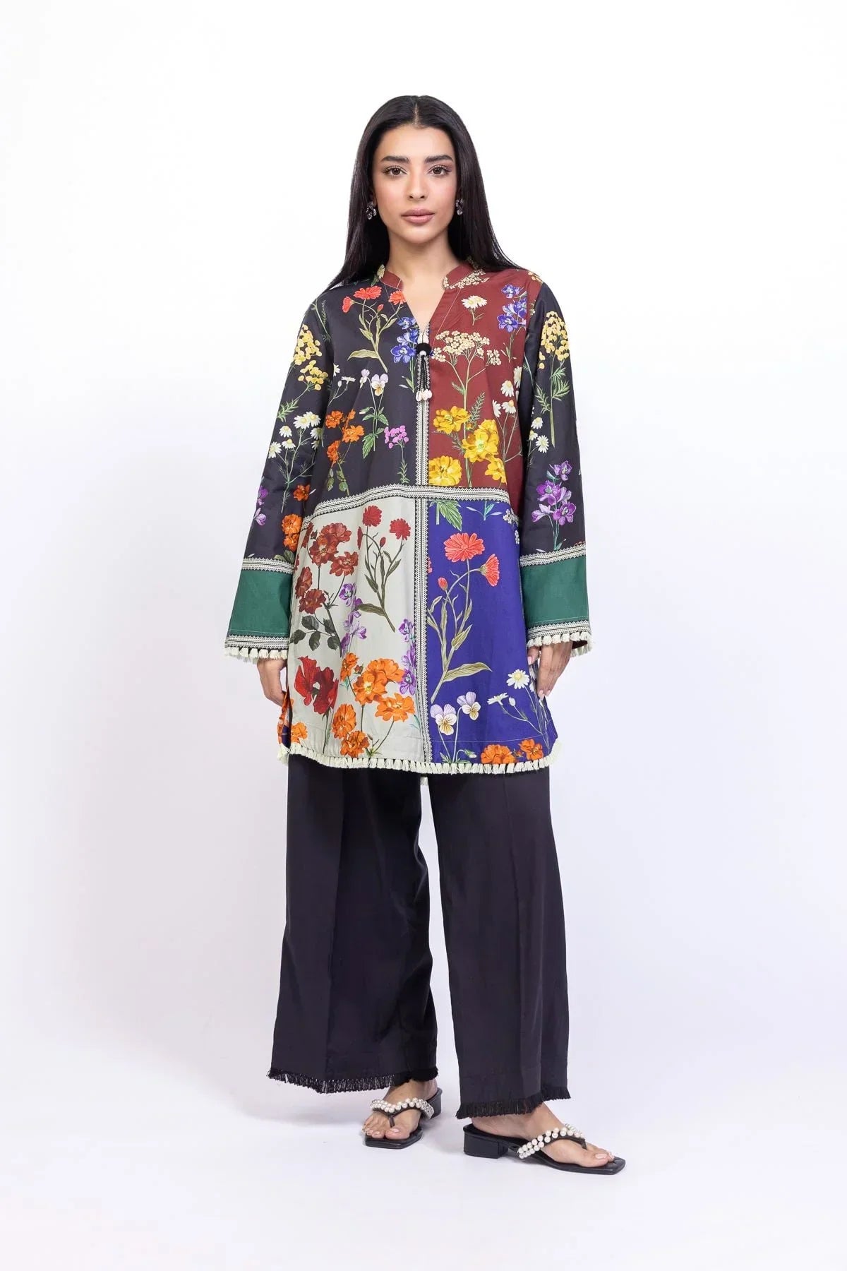 Bloom printed silk stitched suit by NAAZPOSH