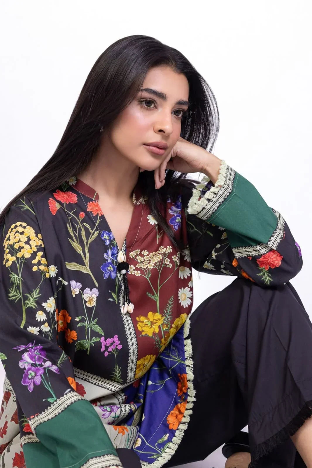 Bloom printed silk stitched suit by NAAZPOSH