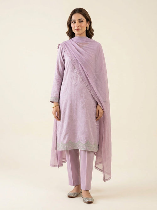 Mahpara lilac jacquard 3 piece by NAAZPOSH, detail view