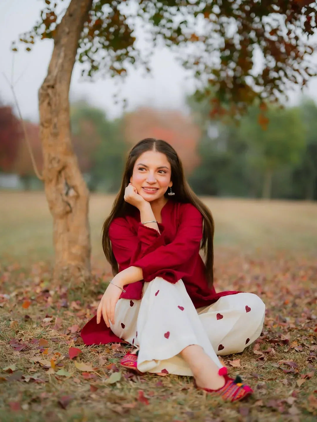Crimson Heart linen 2-piece by NAAZPOSH