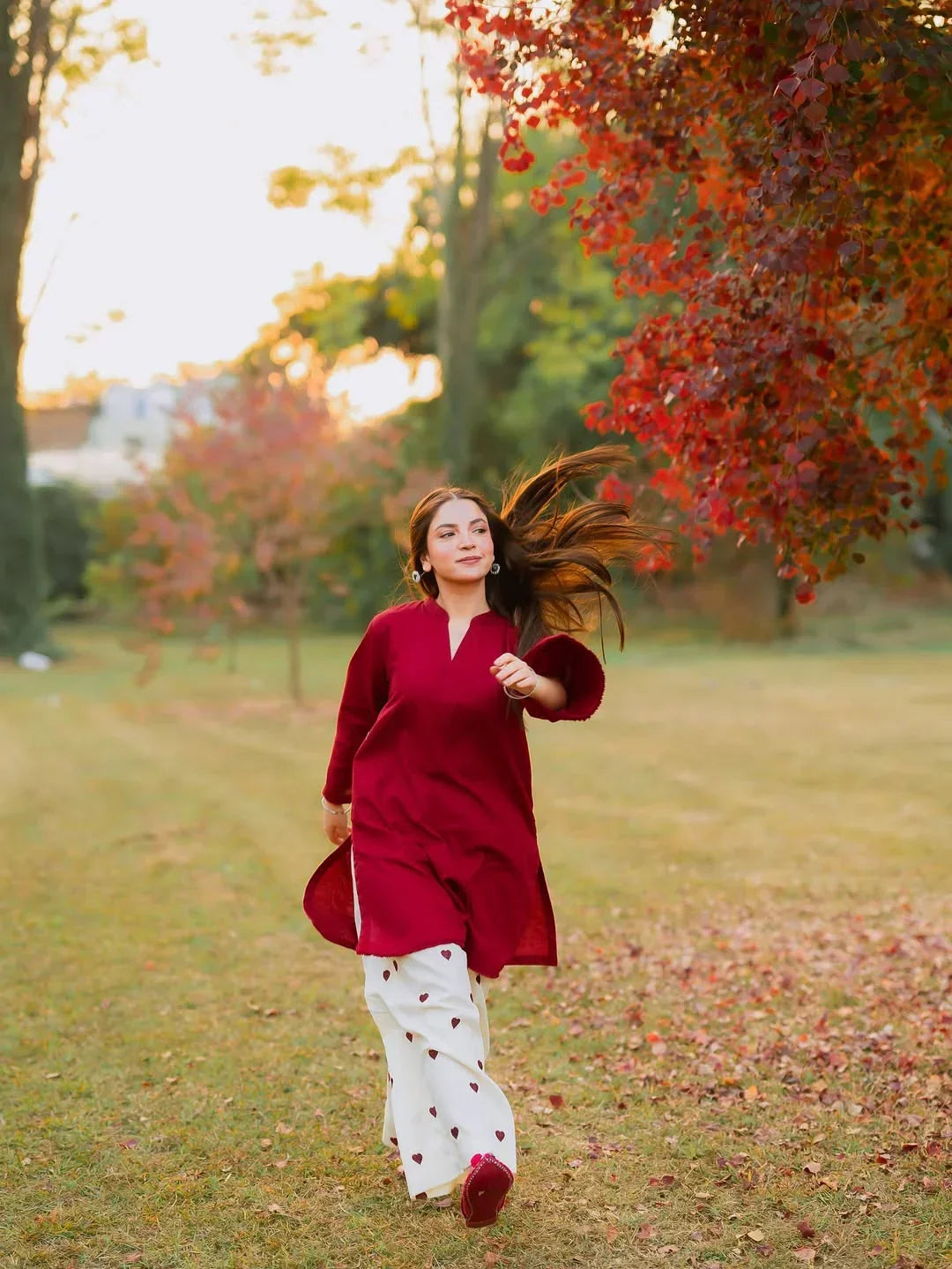 Crimson Heart linen 2-piece by NAAZPOSH