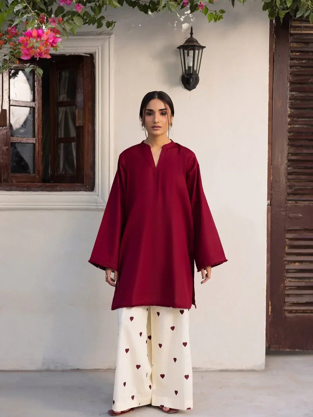 Crimson Heart linen 2-piece by NAAZPOSH