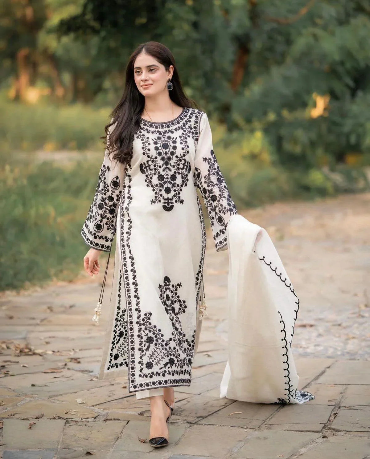 White Snow embroidered organza 3-piece by NAAZPOSH